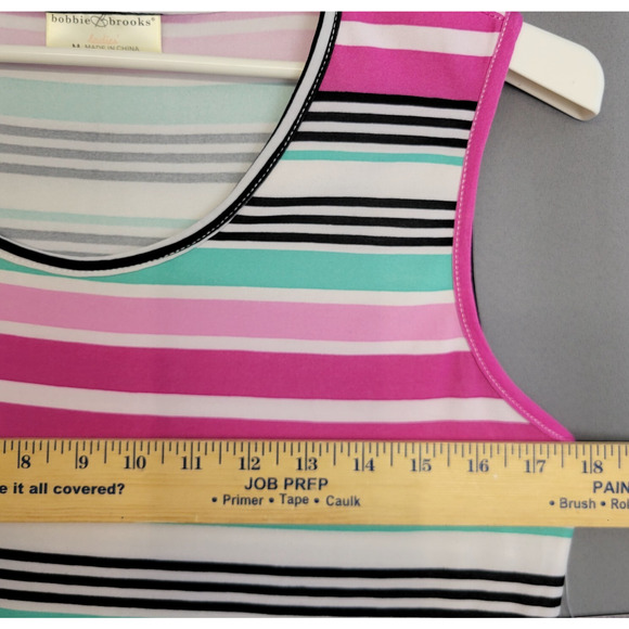 Bobbie Brooks Maxi Dress Womens Medium Striped Soft Pink Blue Sleeveless New - Picture 7 of 11